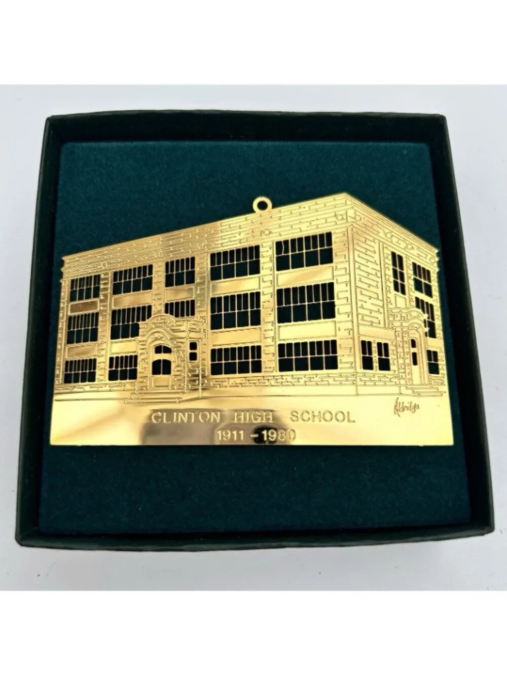 Vintage Reed & Barton Clinton High School Henry County Ornament Signed Aldridge